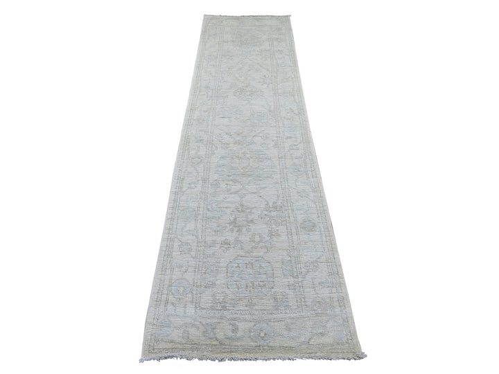 2'7" x 9'8" New Hand Knotted Ivory Wool Rectangle Oriental Rug - MOA10221693