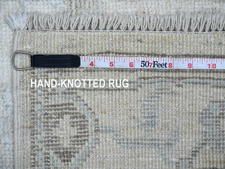 2'7" x 9'8" New Hand Knotted Ivory Wool Rectangle Oriental Rug - MOA10221693