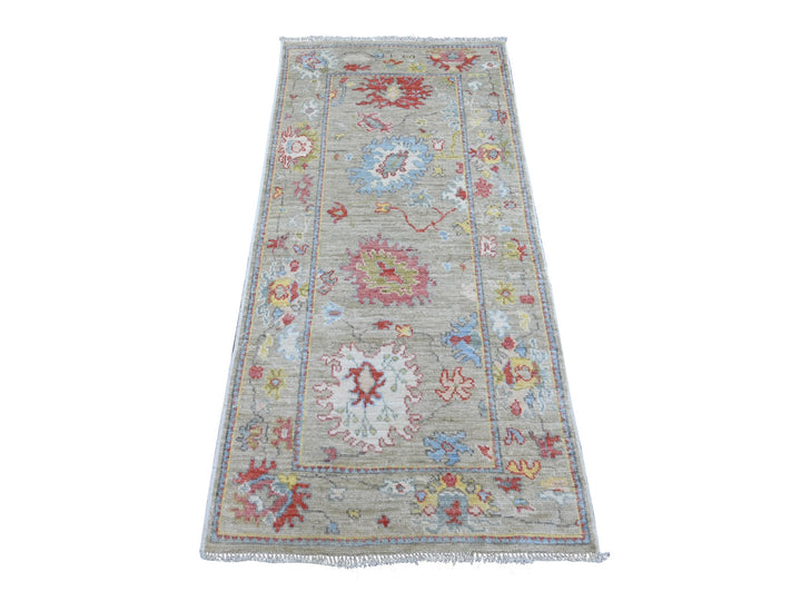 2'9" x 5'6" New Hand Knotted Grey Wool Runner Oriental Rug - MOA10221694