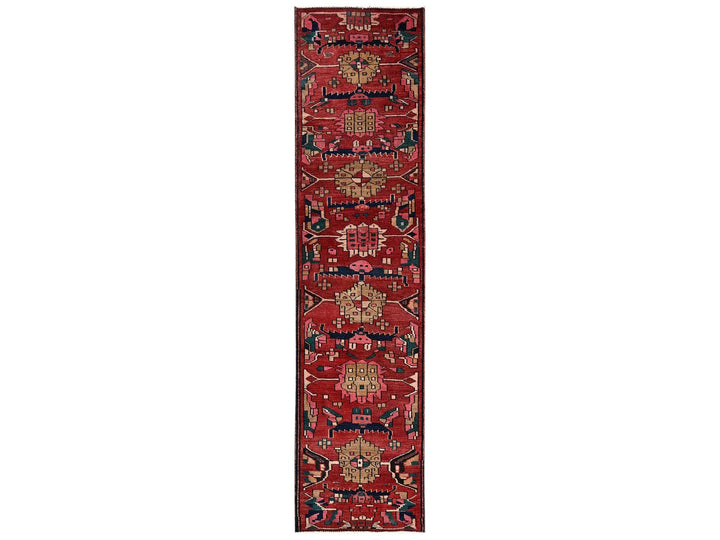 2'5" x 9'3" Vintage Hand Knotted Red Wool Runner Oriental Rug - MOA1022169