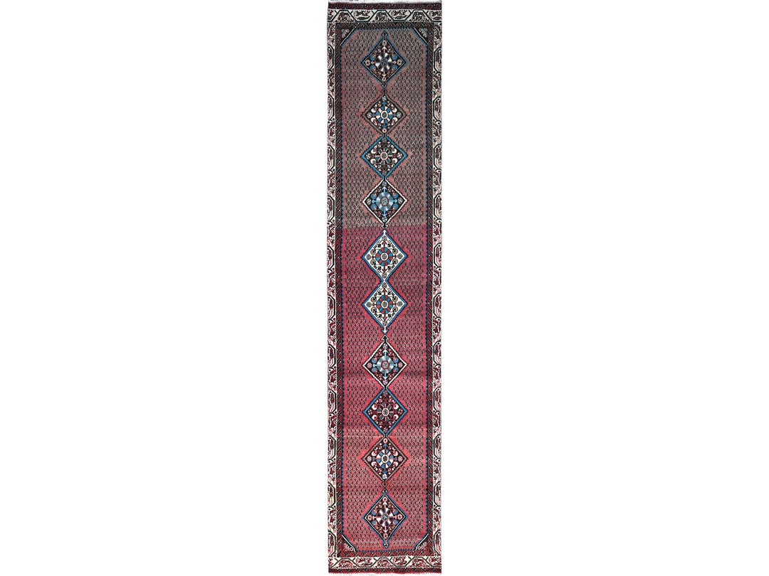 2'6" x 12'9" Vintage Hand Knotted Red Wool Runner Oriental Rug - MOA102216