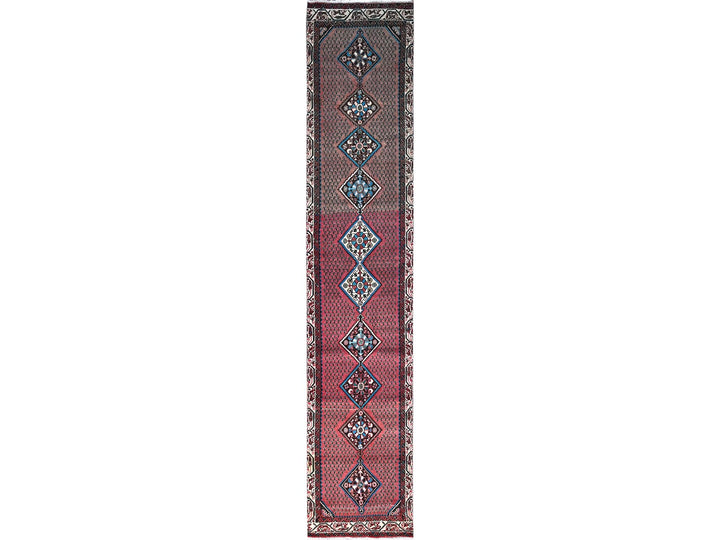 2'6" x 12'9" Vintage Hand Knotted Red Wool Runner Oriental Rug - MOA102216
