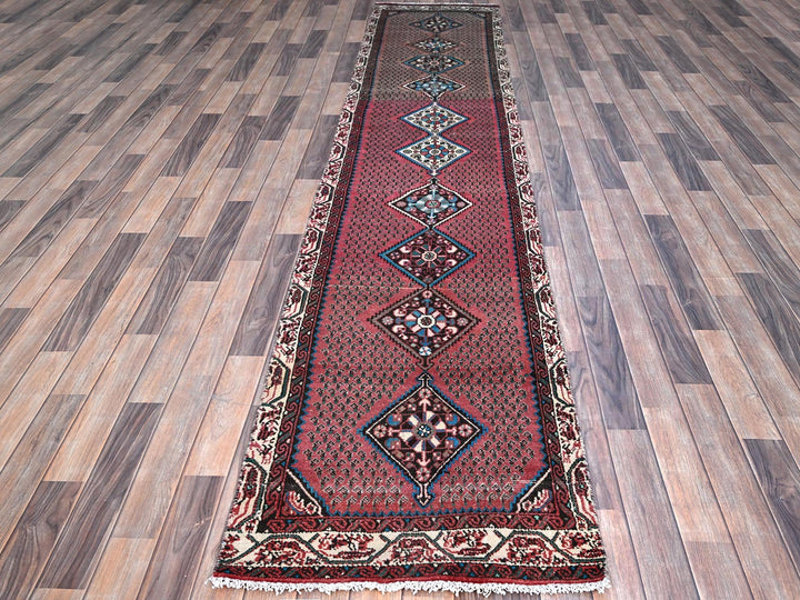 2'6" x 12'9" Vintage Hand Knotted Red Wool Runner Oriental Rug - MOA102216
