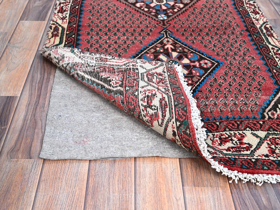 2'6" x 12'9" Vintage Hand Knotted Red Wool Runner Oriental Rug - MOA102216