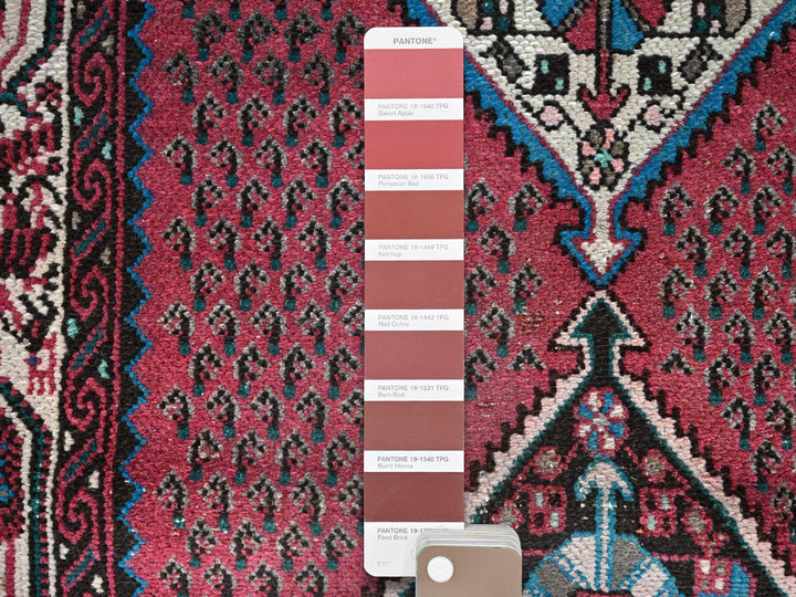 2'6" x 12'9" Vintage Hand Knotted Red Wool Runner Oriental Rug - MOA102216