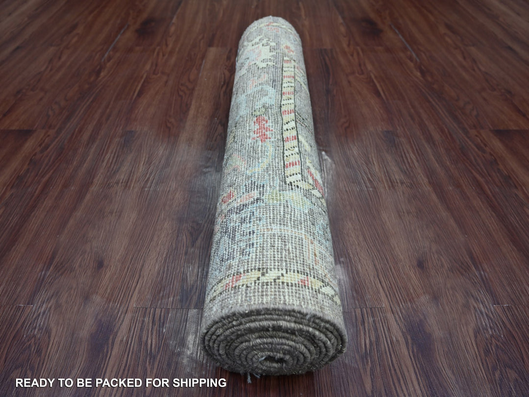 2'7" x 11'6" New Hand Knotted Brown Wool Runner Oriental Rug - MOA10221701