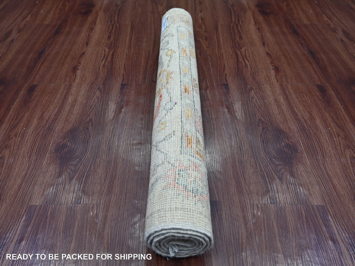 3'1" x 4'10" New Hand Knotted Ivory Wool Rectangle Oriental Rug - MOA10221703