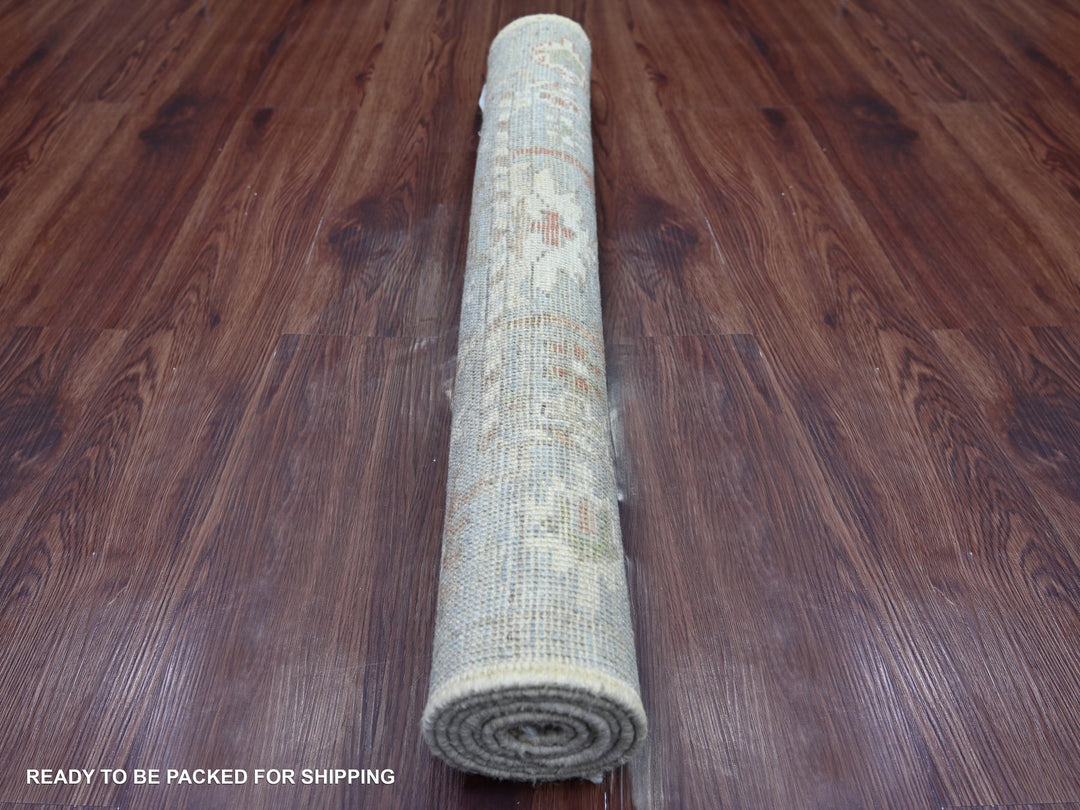 3'0" x 5'11" New Hand Knotted Grey Wool Runner Oriental Rug - MOA10221704