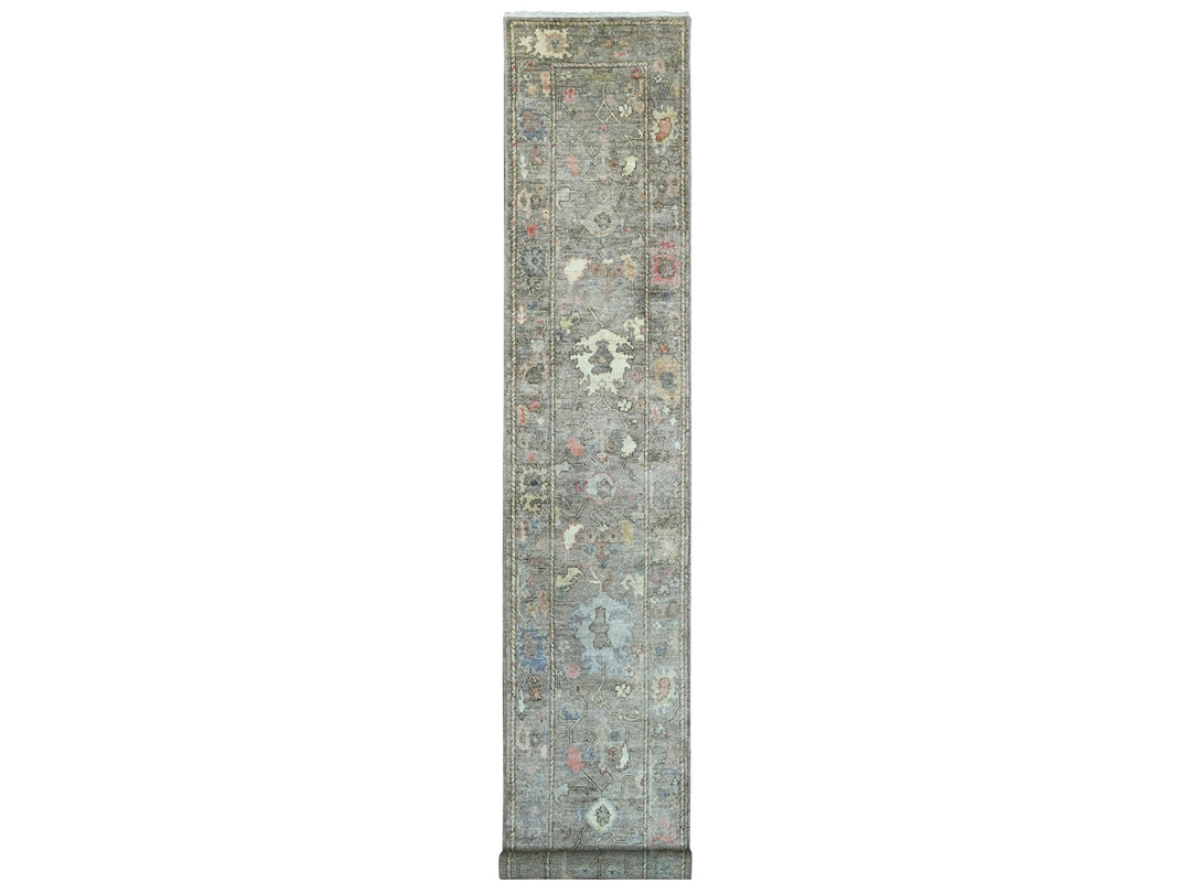 2'6" x 15'8" New Hand Knotted Brown Wool Runner Oriental Rug - MOA10221705