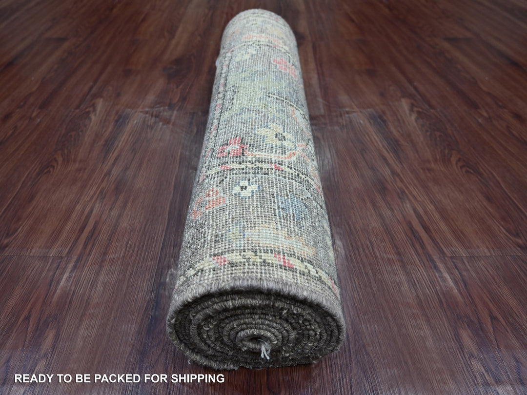 2'6" x 15'8" New Hand Knotted Brown Wool Runner Oriental Rug - MOA10221705