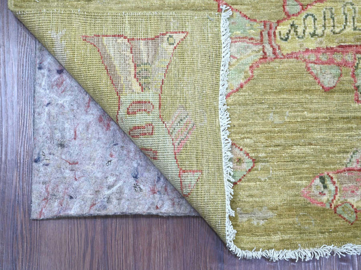 2'7" x 11'5" New Hand Knotted Green Wool Runner Oriental Rug - MOA10221706