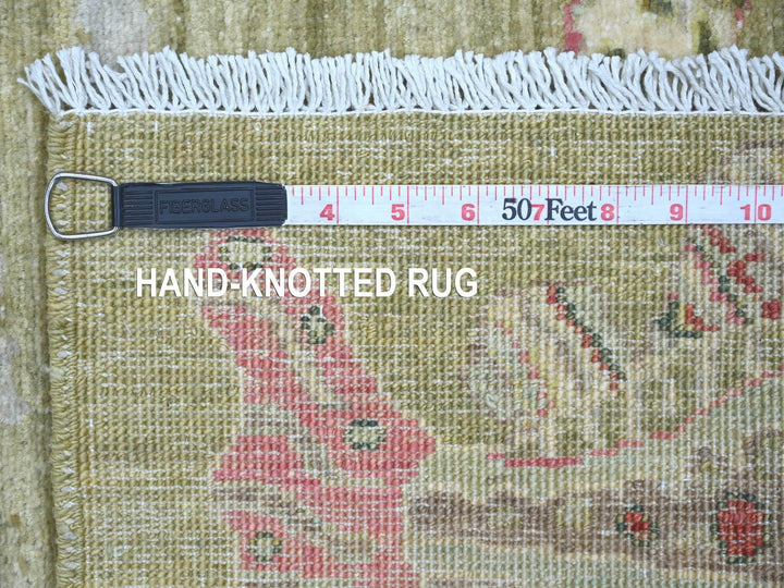 2'7" x 11'5" New Hand Knotted Green Wool Runner Oriental Rug - MOA10221706