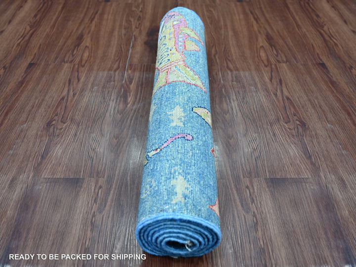 2'5" x 6'3" New Hand Knotted Blue Wool Runner Oriental Rug - MOA10221708