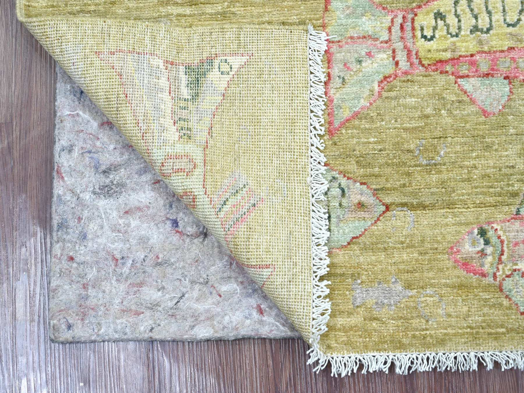 2'6" x 5'11" New Hand Knotted Green Wool Runner Oriental Rug - MOA10221709