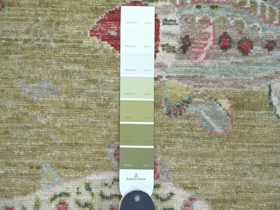 2'6" x 5'11" New Hand Knotted Green Wool Runner Oriental Rug - MOA10221709