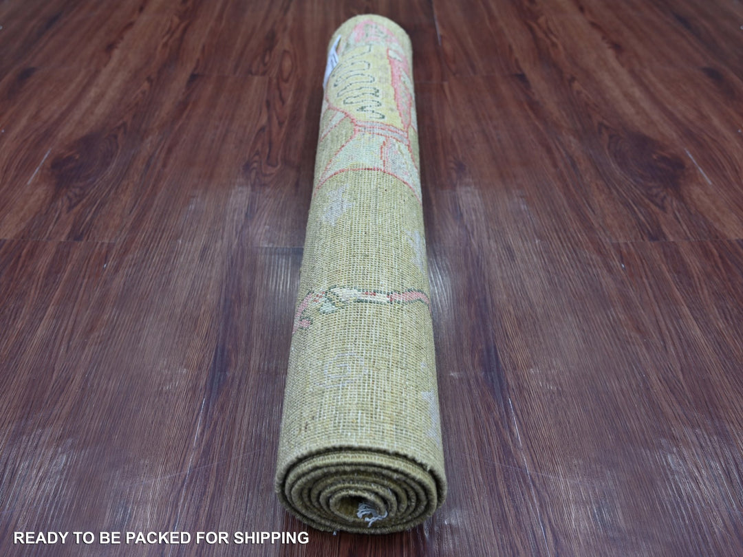 2'6" x 5'11" New Hand Knotted Green Wool Runner Oriental Rug - MOA10221709