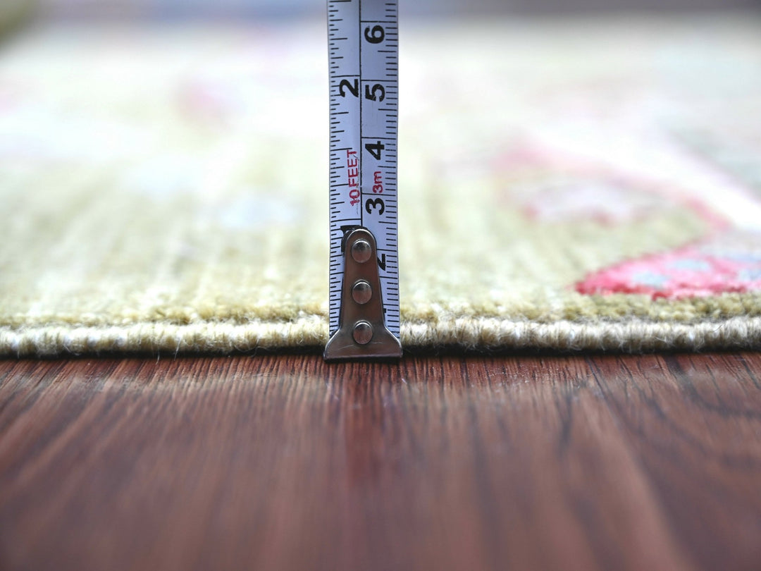 2'6" x 5'11" New Hand Knotted Green Wool Runner Oriental Rug - MOA10221709