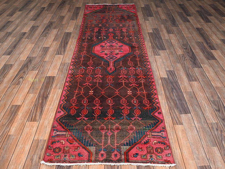 2'7" x 9'9" Vintage Hand Knotted Overdyed Wool Runner Oriental Rug - MOA1022170