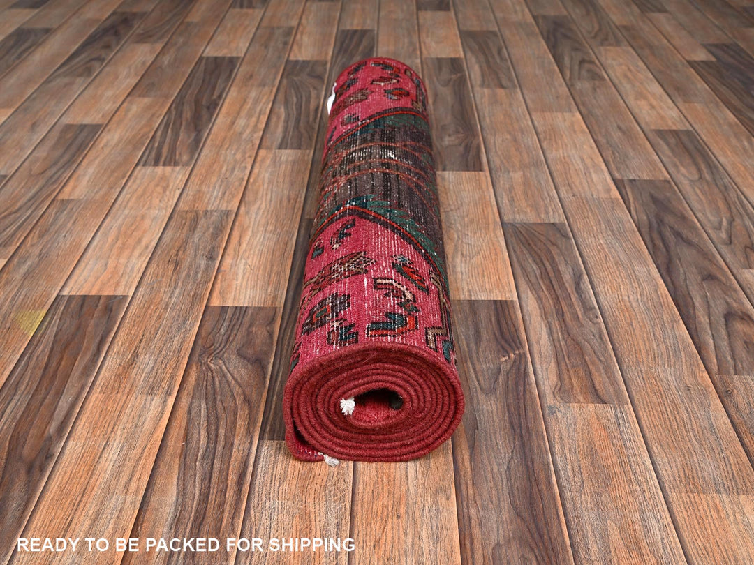 2'7" x 9'9" Vintage Hand Knotted Overdyed Wool Runner Oriental Rug - MOA1022170