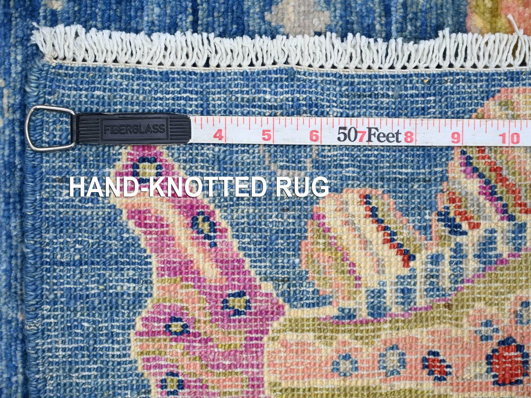 2'6" x 11'7" New Hand Knotted Blue Wool Runner Oriental Rug - MOA10221712