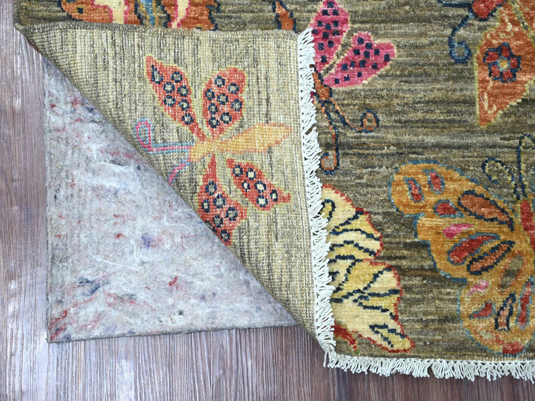 2'6" x 5'7" New Hand Knotted Grey Wool Runner Oriental Rug - MOA10221713