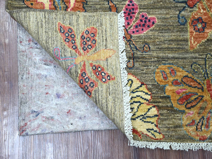 2'6" x 5'7" New Hand Knotted Grey Wool Runner Oriental Rug - MOA10221713