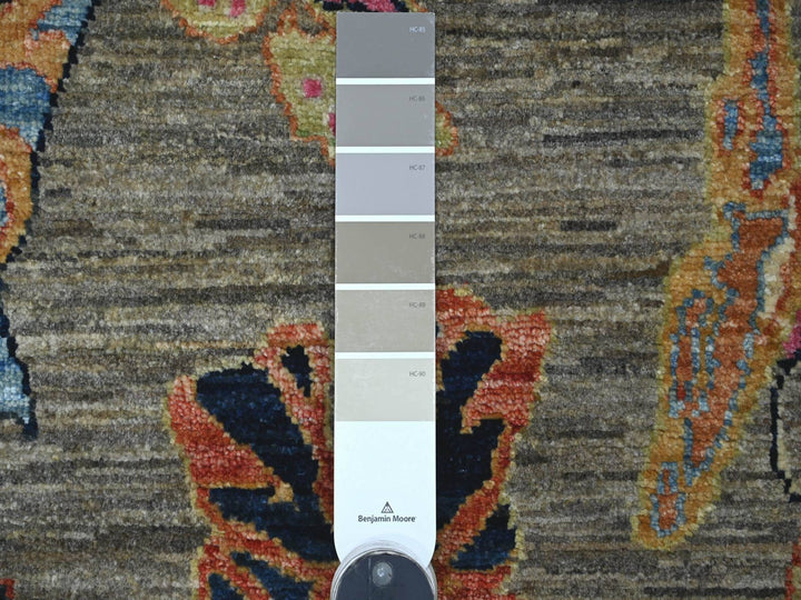 2'6" x 5'7" New Hand Knotted Grey Wool Runner Oriental Rug - MOA10221713