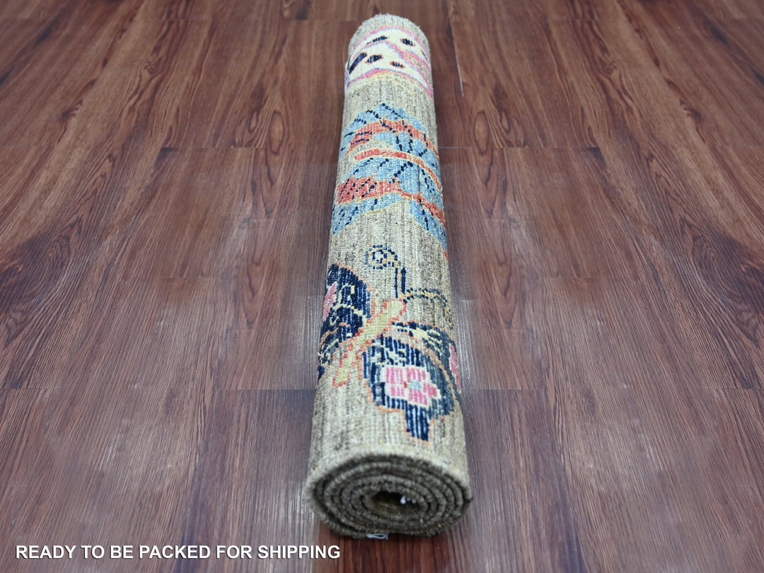 2'6" x 5'7" New Hand Knotted Grey Wool Runner Oriental Rug - MOA10221713