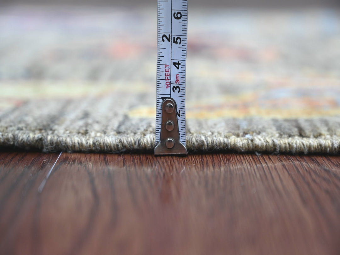 2'6" x 5'7" New Hand Knotted Grey Wool Runner Oriental Rug - MOA10221713