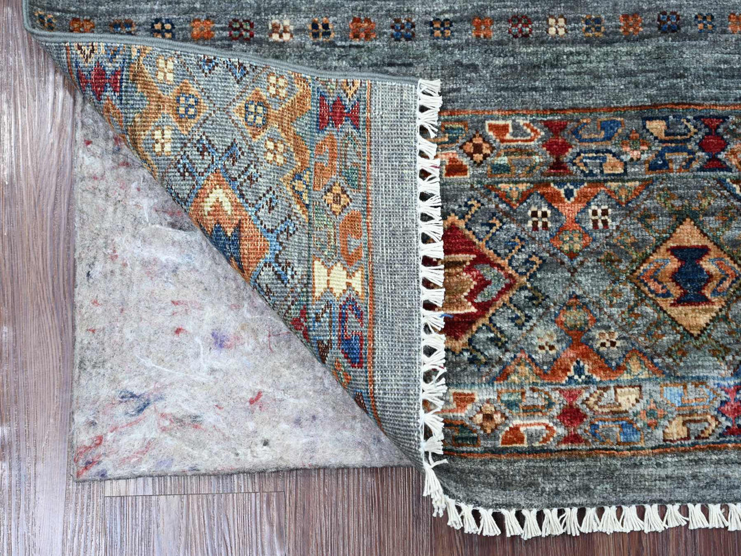 2'11" x 4'1" New Hand Knotted Grey Wool Rectangle Oriental Rug - MOA10221714