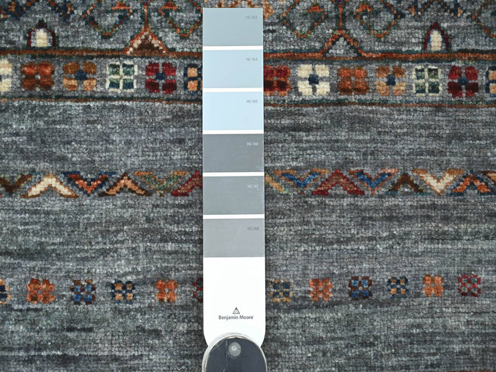 2'11" x 4'1" New Hand Knotted Grey Wool Rectangle Oriental Rug - MOA10221714