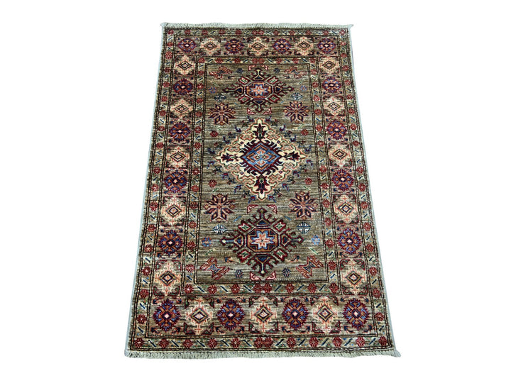 2'7" x 4'1" New Hand Knotted Grey Wool Rectangle Oriental Rug - MOA10221717