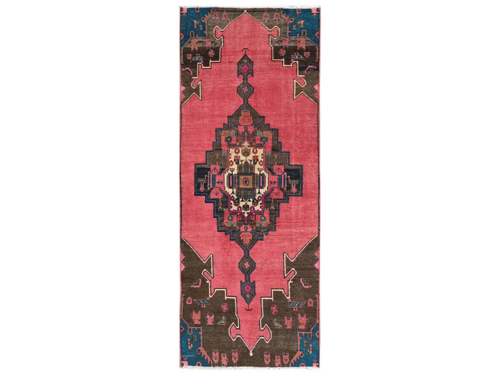 3'1" x 7'11" Vintage Hand Knotted Pink Wool Runner Oriental Rug - MOA1022171