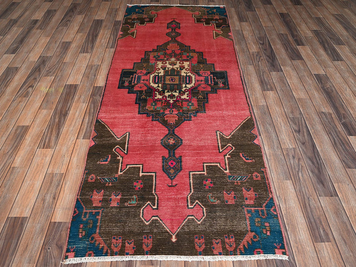 3'1" x 7'11" Vintage Hand Knotted Pink Wool Runner Oriental Rug - MOA1022171