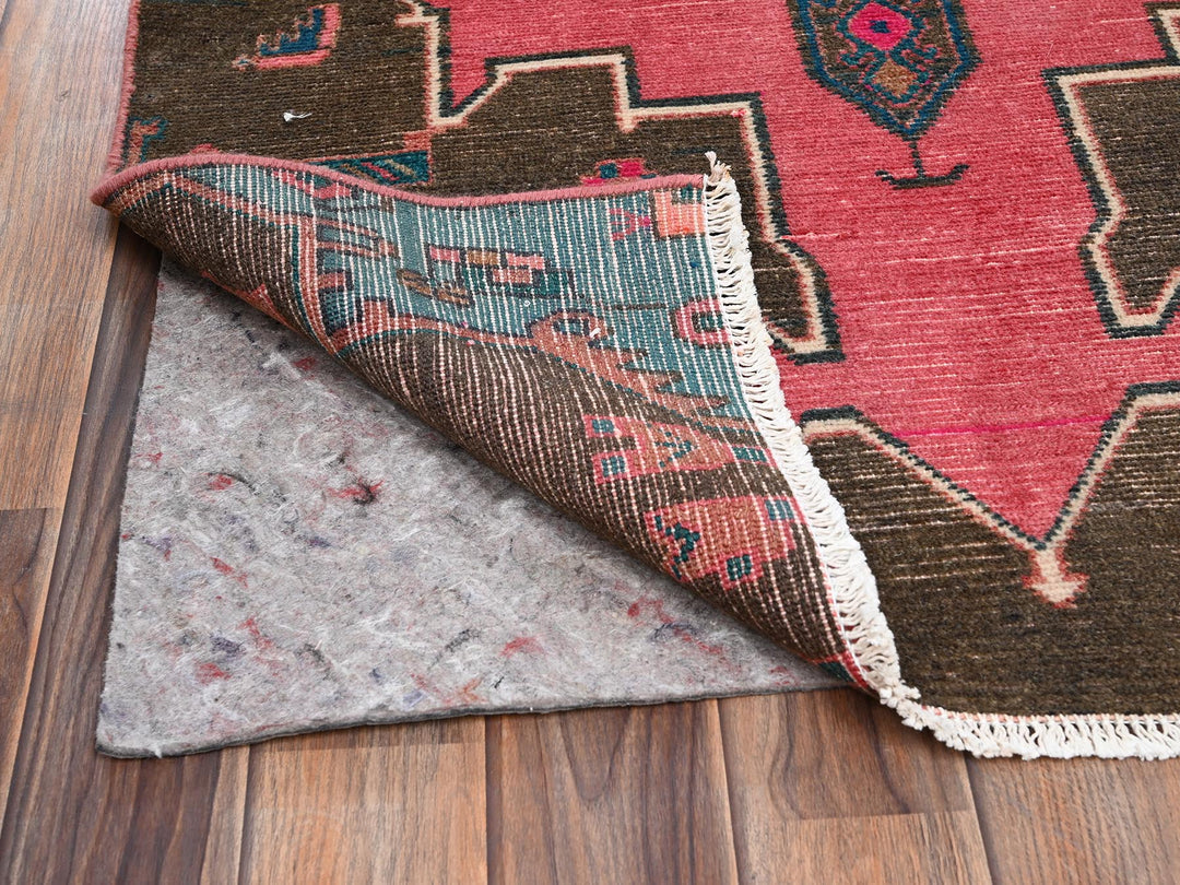 3'1" x 7'11" Vintage Hand Knotted Pink Wool Runner Oriental Rug - MOA1022171
