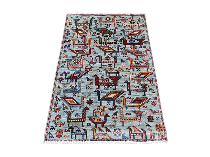 3'3" x 4'9" New Hand Knotted Grey Wool Rectangle Oriental Rug - MOA10221721