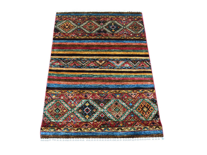 3'0" x 4'0" New Hand Knotted Multicolored Wool Rectangle Oriental Rug - MOA10221722