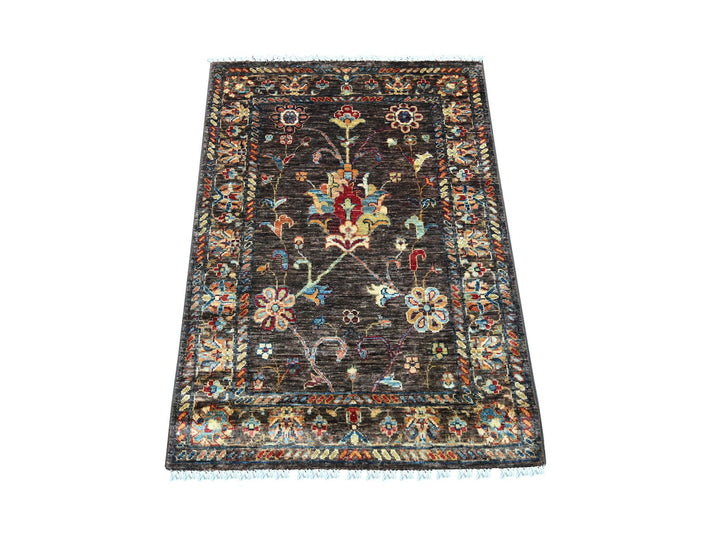2'9" x 3'10" New Hand Knotted Brown Wool Rectangle Oriental Rug - MOA10221723