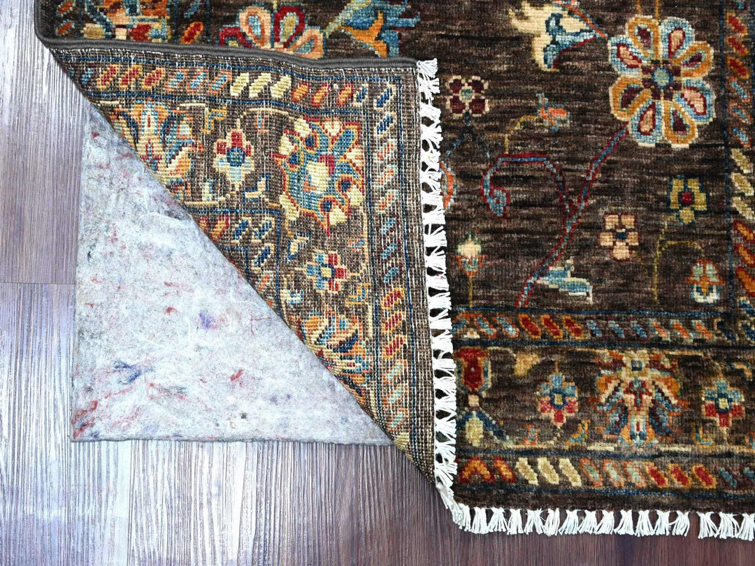 2'9" x 3'10" New Hand Knotted Brown Wool Rectangle Oriental Rug - MOA10221723