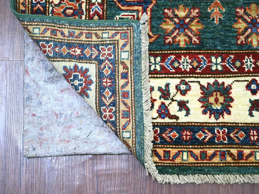 3'1" x 5'1" New Hand Knotted Green Wool Rectangle Oriental Rug - MOA10221724