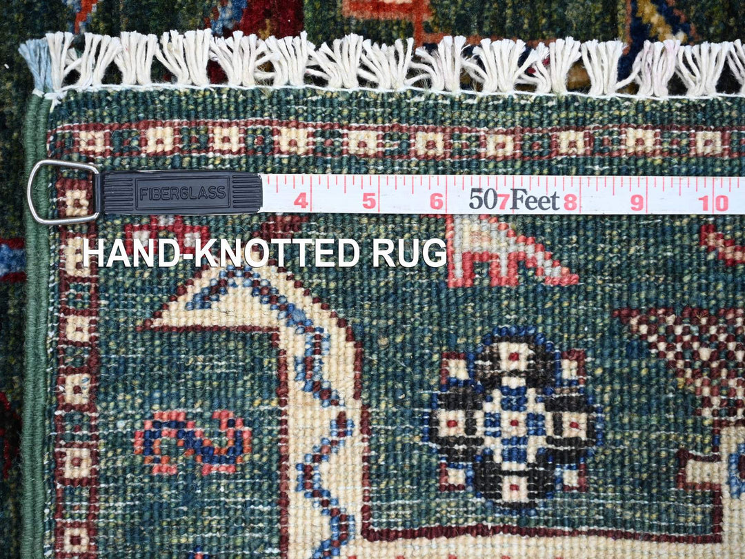 3'4" x 4'11" New Hand Knotted Green Wool Rectangle Oriental Rug - MOA10221725