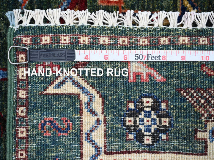 3'4" x 4'11" New Hand Knotted Green Wool Rectangle Oriental Rug - MOA10221725