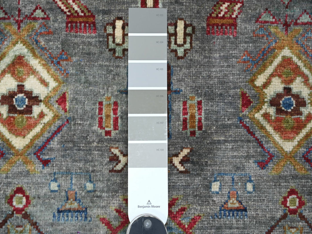 2'10" x 4'1" New Hand Knotted Grey Wool Rectangle Oriental Rug - MOA10221726