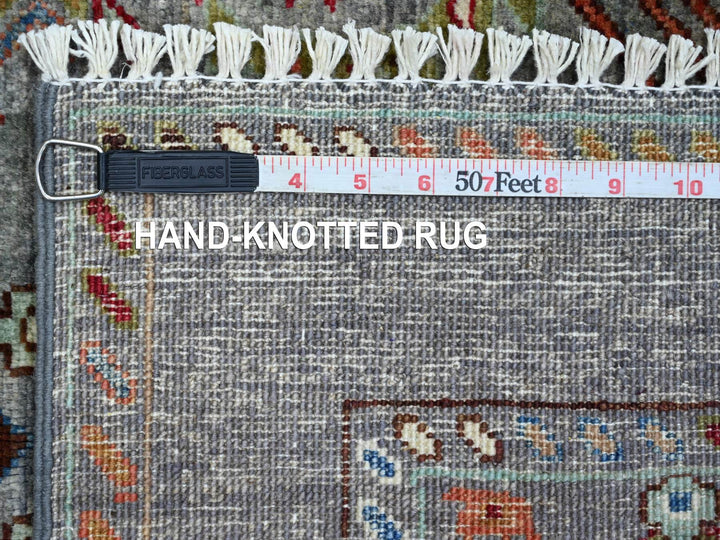2'10" x 4'1" New Hand Knotted Grey Wool Rectangle Oriental Rug - MOA10221726