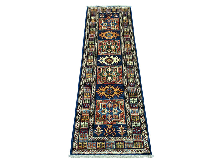 1'10" x 5'11" New Hand Knotted Blue Wool Runner Oriental Rug - MOA10221727