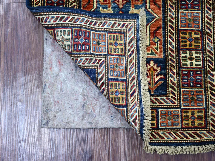 1'10" x 5'11" New Hand Knotted Blue Wool Runner Oriental Rug - MOA10221727