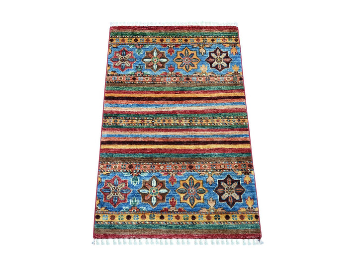 2'0" x 3'2" New Hand Knotted Multicolored Wool Rectangle Oriental Rug - MOA10221728