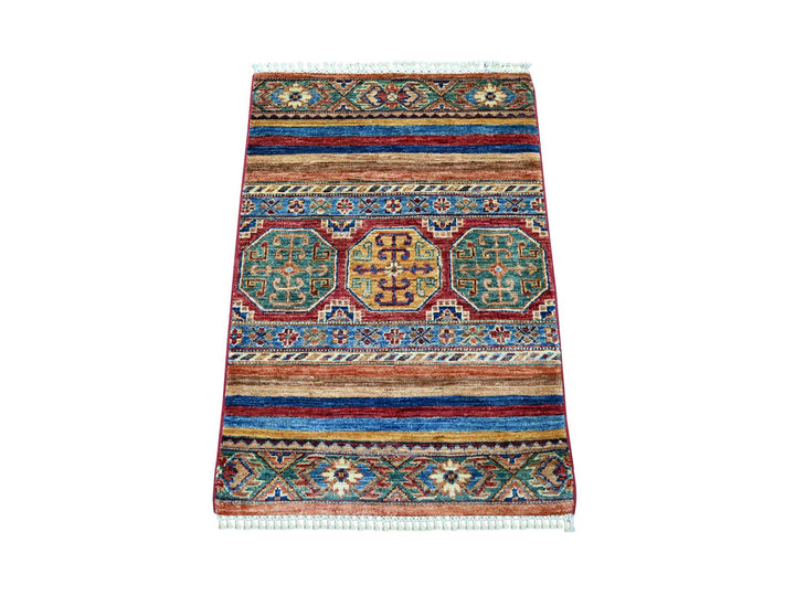 2'0" x 3'1" New Hand Knotted Multicolored Wool Rectangle Oriental Rug - MOA10221729