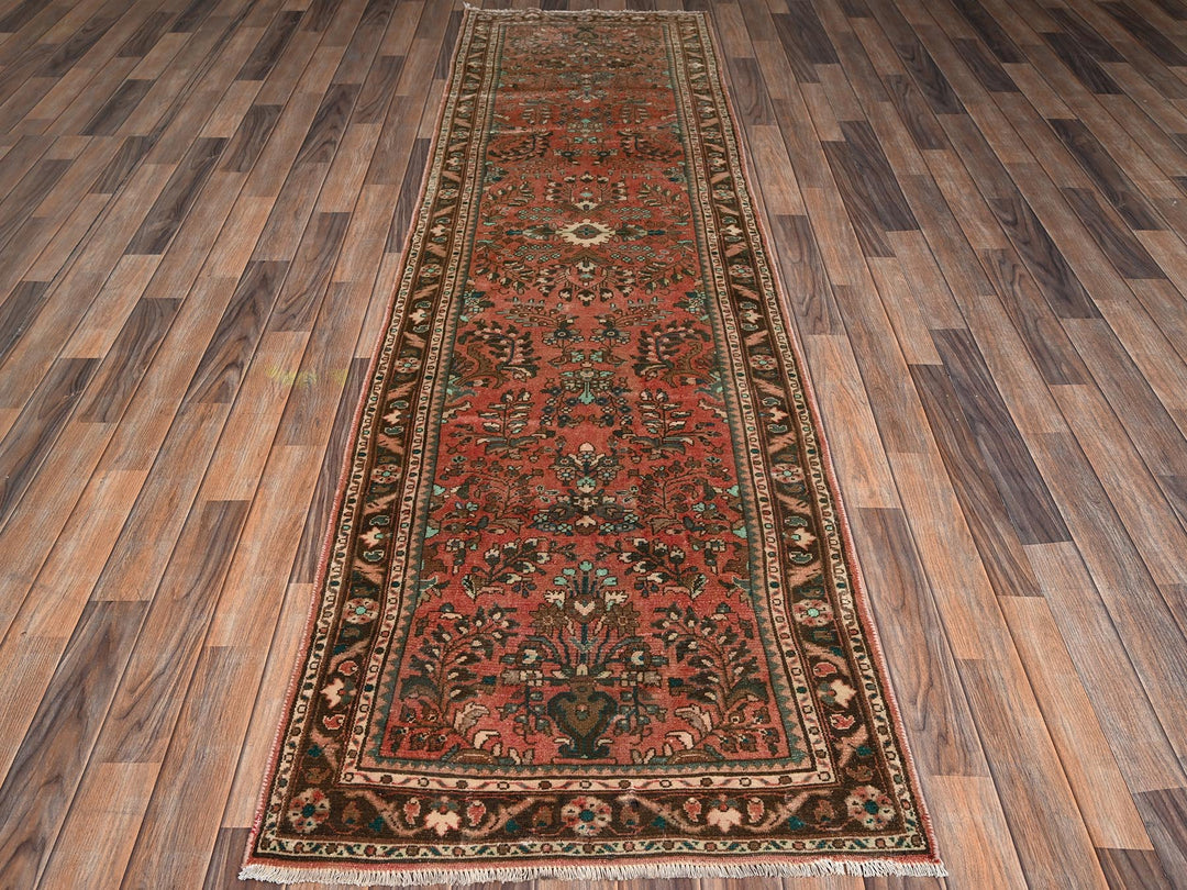 2'8" x 9'8" Vintage Hand Knotted Red Wool Runner Oriental Rug - MOA1022172