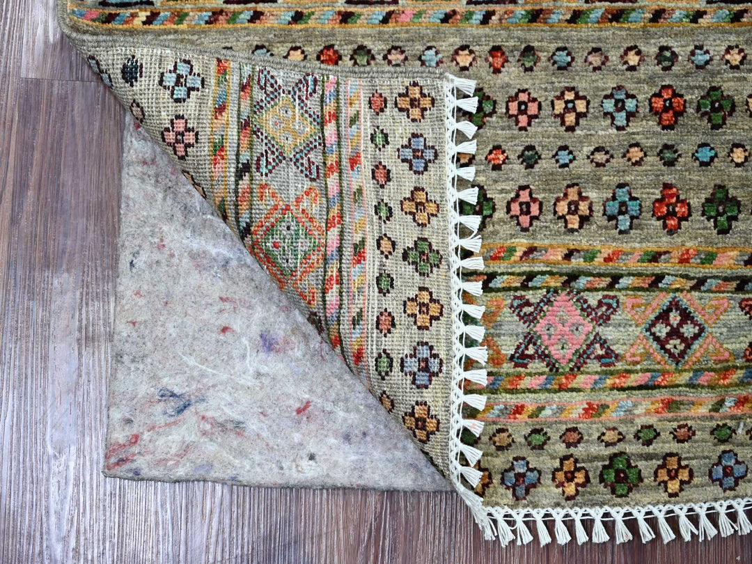 1'11" x 3'0" New Hand Knotted Grey Wool Rectangle Oriental Rug - MOA10221730